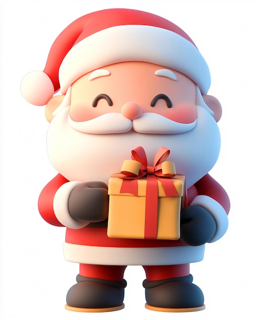 a santa claus figurine holding a gift