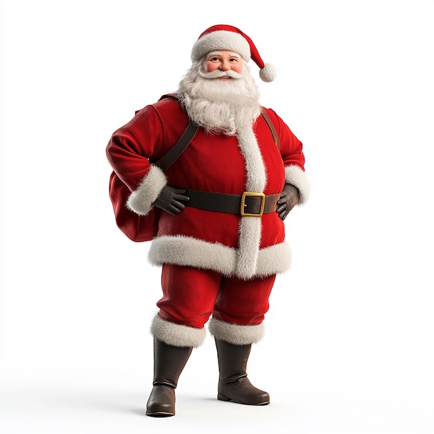 a santa claus figurine is standing in front of a white background