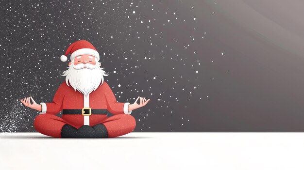 Santa Claus Finds Inner Peace in a Winter Wonderland While Meditating Amidst Gentle Snowfall