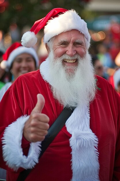 a santa claus giving a thumbs up sign