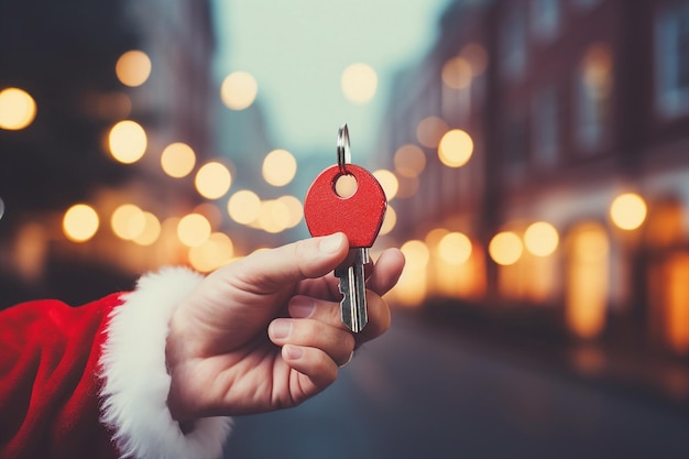 santa claus hand hold car key