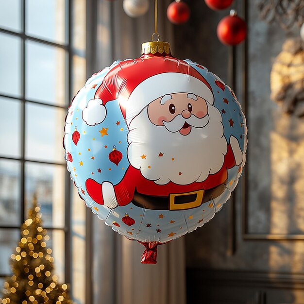 Photo a santa claus hanging from a christmas tree