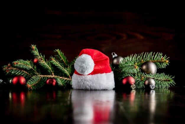 Santa Claus hat and Christmas decorations