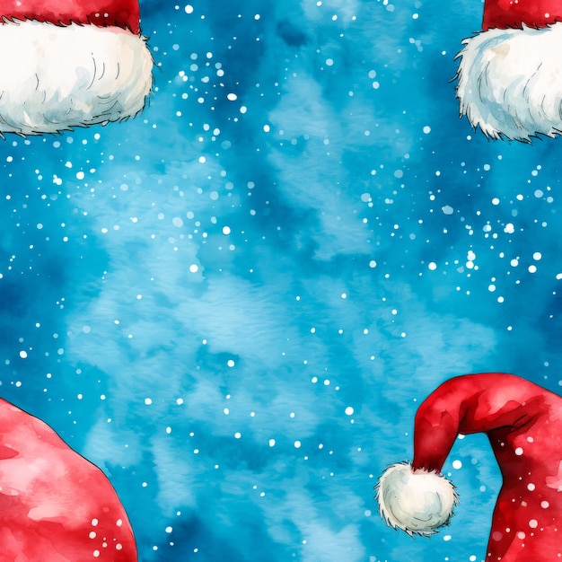 Santa Claus hats wrapping paper pattern design