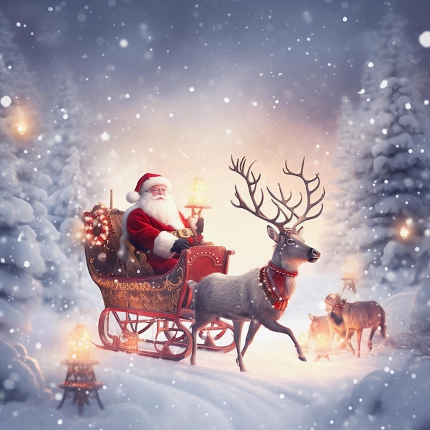 Santa Claus and His Festive Sleigh Delivering Holiday Cheer