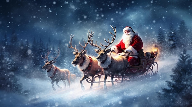 Santa Claus and His Festive Sleigh Delivering Holiday Cheer