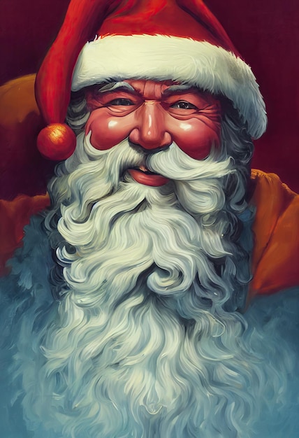 Santa Claus in his house smiling and friendly AI generated illustration without reference