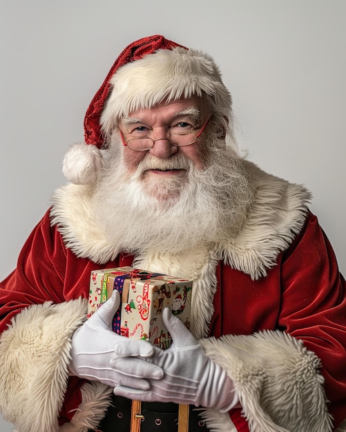 a santa claus holding a cup with a santa hat on it