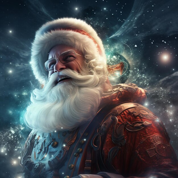 santa claus is standing in front of a starry sky generative ai