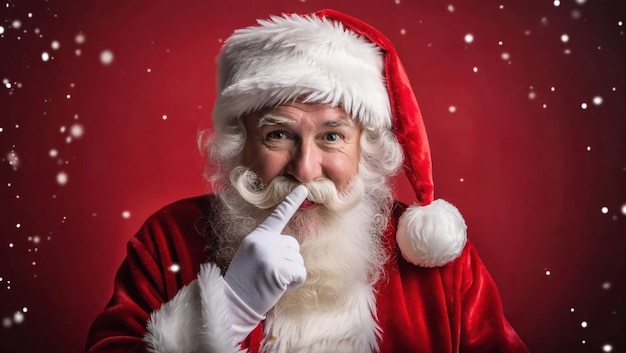 Photo santa claus is wearing gloves and a santa hat