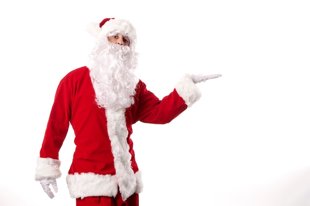 Santa Claus making gestures of expression on a white background