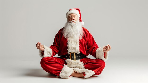 Photo santa claus meditating for christmas