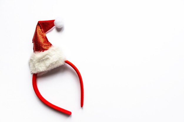 Photo santa claus minimal concept. christmas new year flat lay. white background.