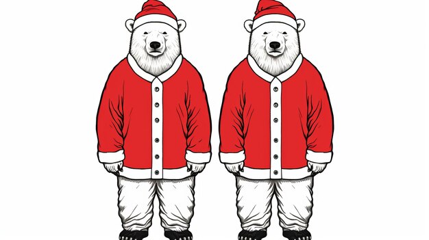 Santa Claus and polar bear on the white background