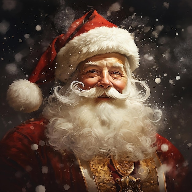 Santa Claus portrait Winter holiday character Smiling Santa Claus fairytale character Saint Nicholas