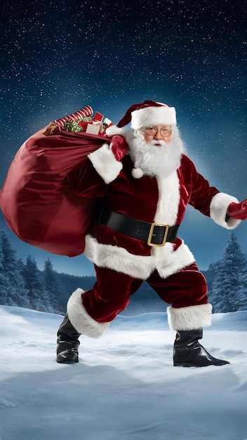 Santa claus pulling huge bag