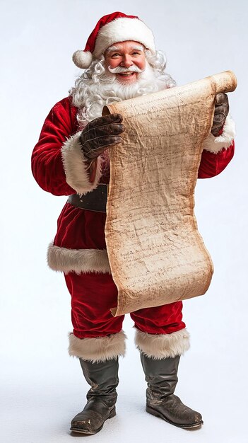 Photo santa claus reading the nice list with a smile