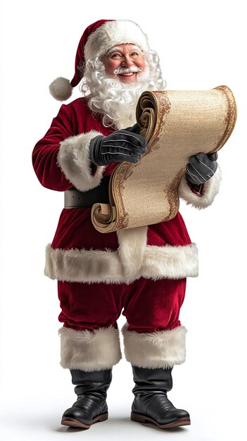 Photo santa claus reading the nice list with a smile