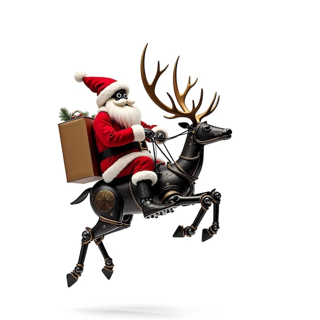 Photo a santa claus rides a reindeer with a deer on his back