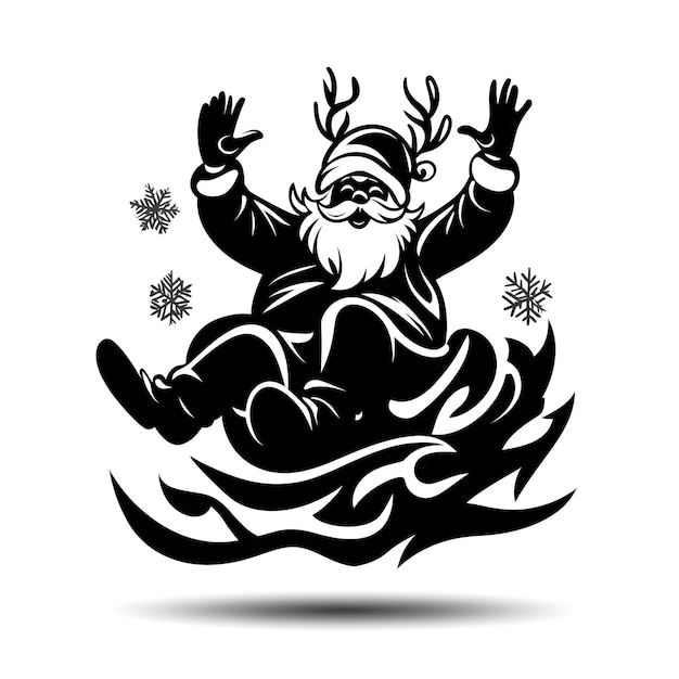 Photo santa claus on a sled silhouette