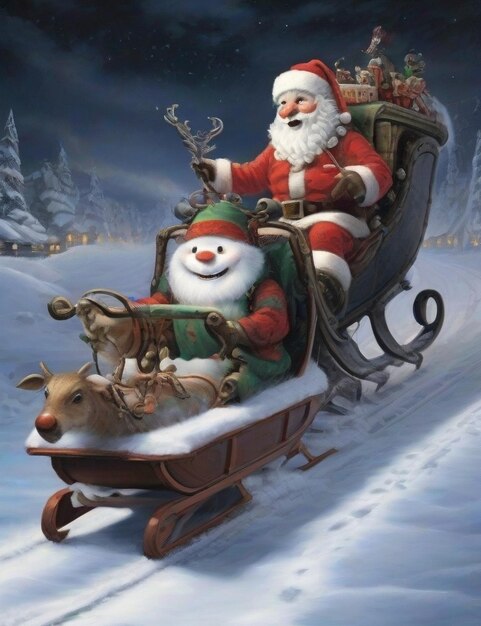 Santa Claus sleighHD 8K wallpaper Stock Photographic Image