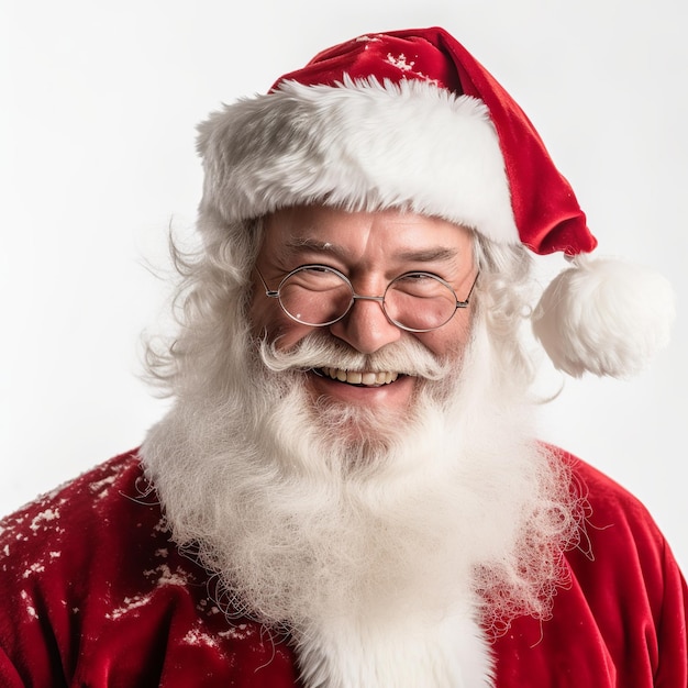 Santa Claus smiling isolated on white Generative ai