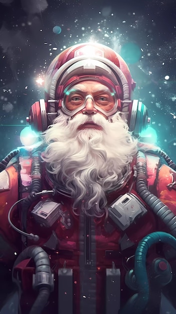 Santa claus in a space suit