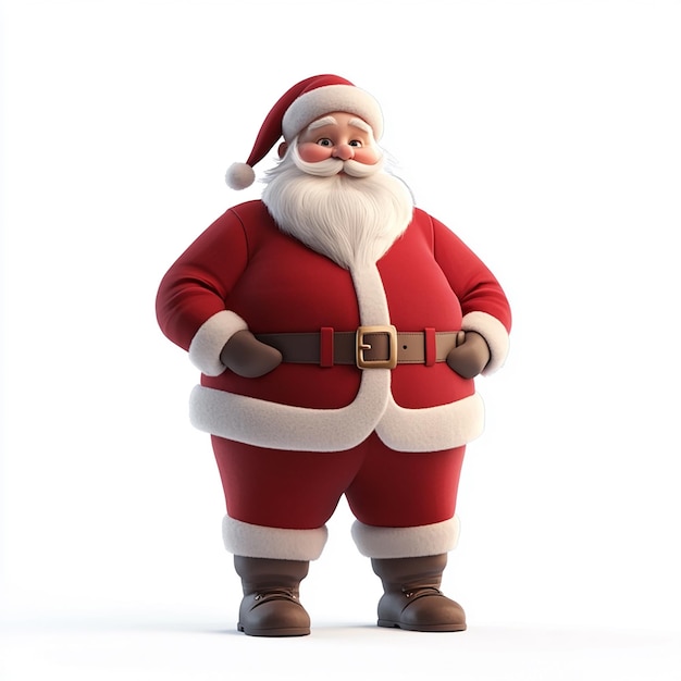 a santa claus standing in front of a white background