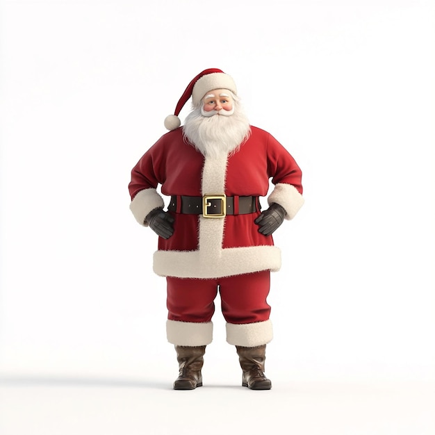 a santa claus standing in front of a white background