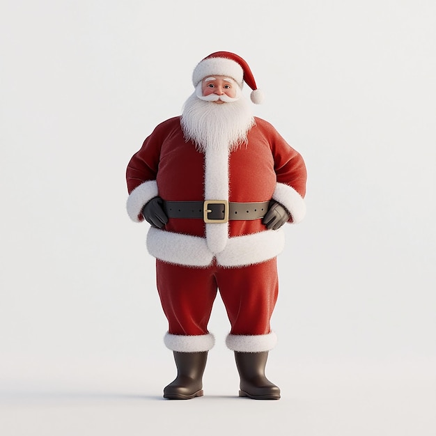 a santa claus standing in front of a white background