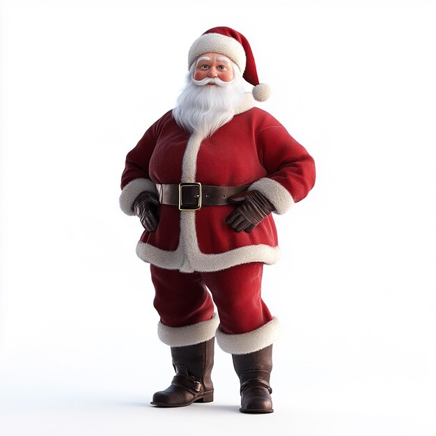 a santa claus standing in front of a white background