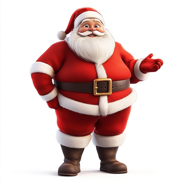 a santa claus standing in front of a white background