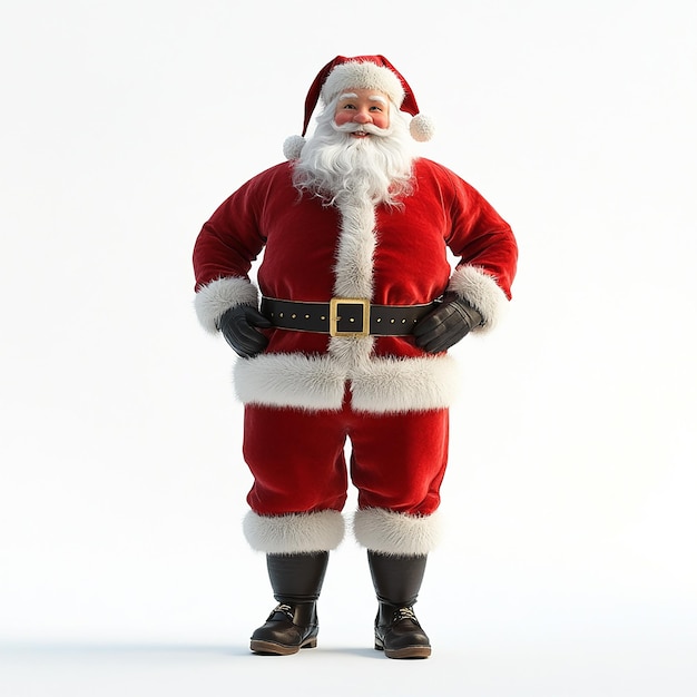 a santa claus standing in front of a white background