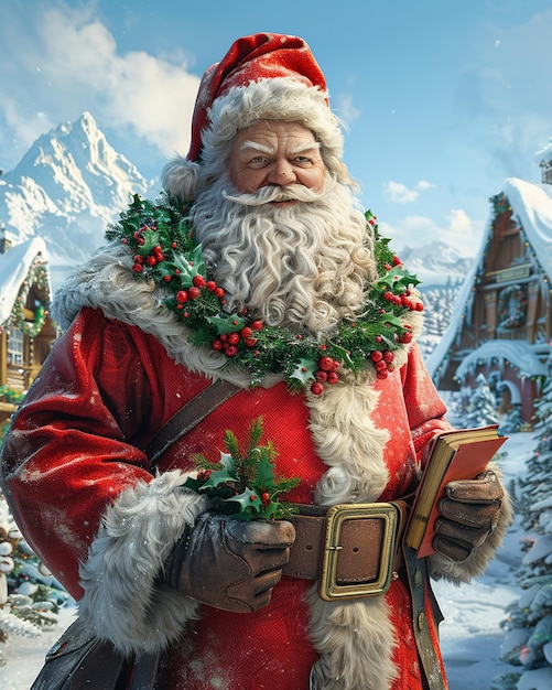 Santa Claus Toy Maker In A SnowCovered Village clipart