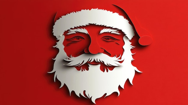 Santa Claus vector illustration with a festive red background showcasing a cheerful expression