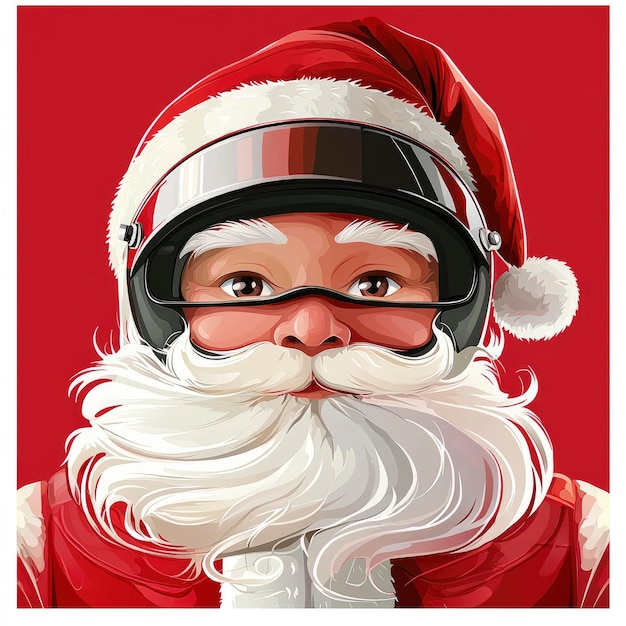 Photo santa claus wearing a motorcycle helmet