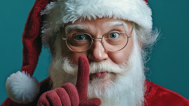 santa claus wearing a santa hat and gloves