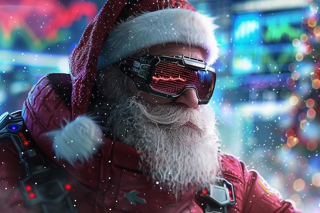 a santa claus wearing sunglasses and a santa hat