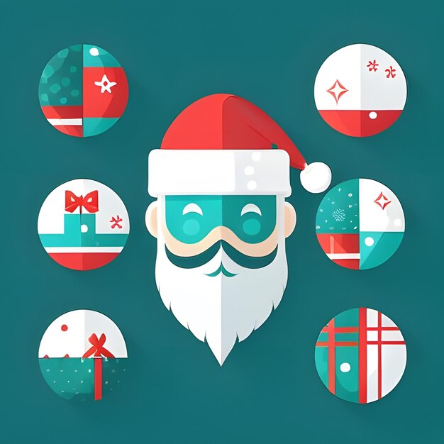 a santa claus with a beard and a beard is surrounded by flags