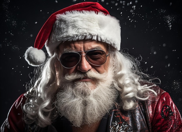 Santa Claus with beard and sunglasses