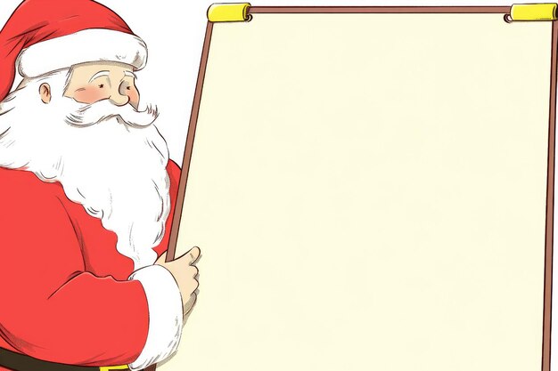 Santa Claus with blank notepad space for your note todo list and gift list for Christmas