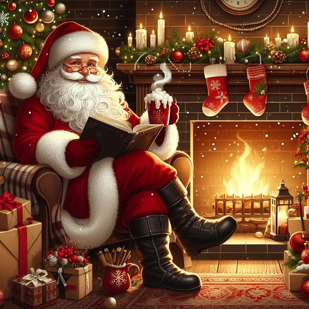 Photo santa claus with gifts