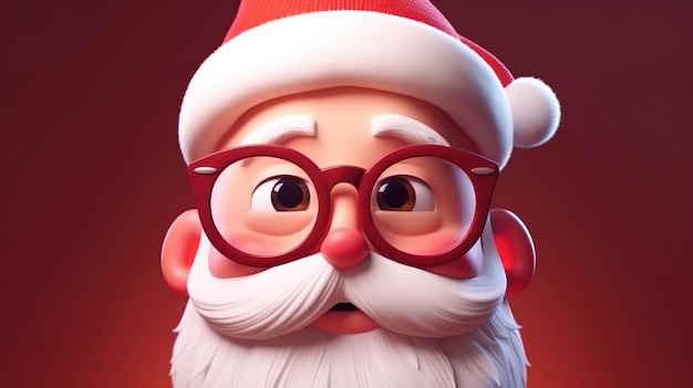 A santa claus with glasses and a red hat