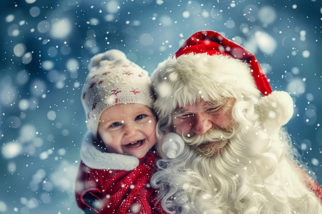 Santa claus with a happy child poster