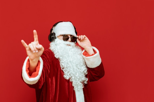 Santa Claus with headphones