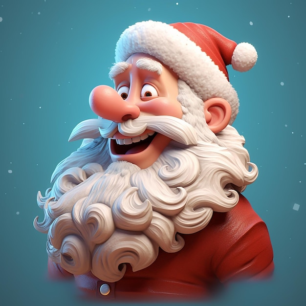 A santa claus with a red hat and a white beard is smiling