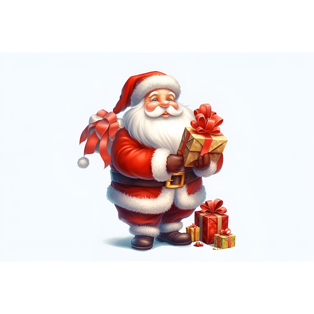 Santa Claus with sack full of christmas gifts stock illustration