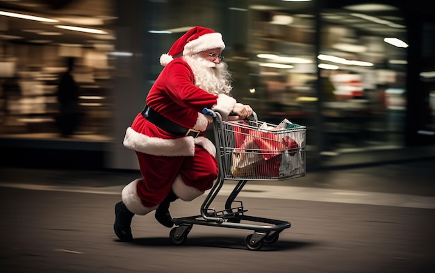 santa claus with shopping bags