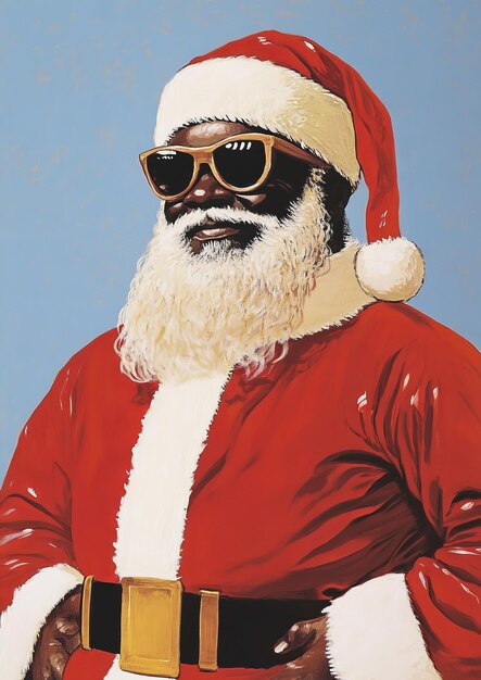 Photo a santa claus with sunglasses and a santa hat