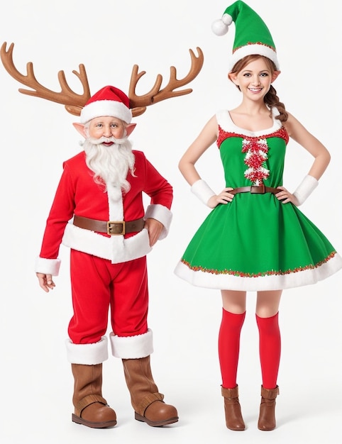 a santa claus and a woman pose for a picture